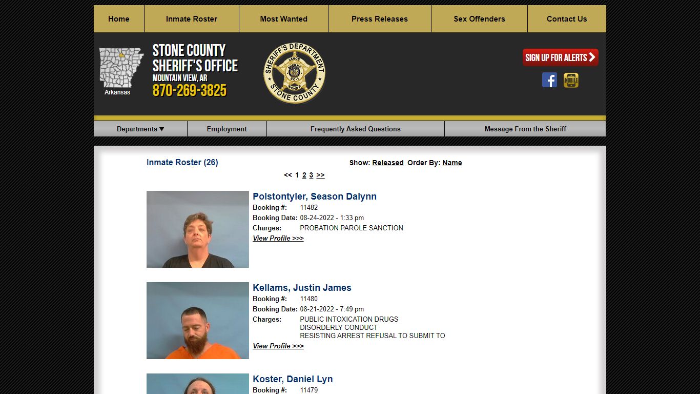 Inmate Roster (22) - Stone County Sheriff