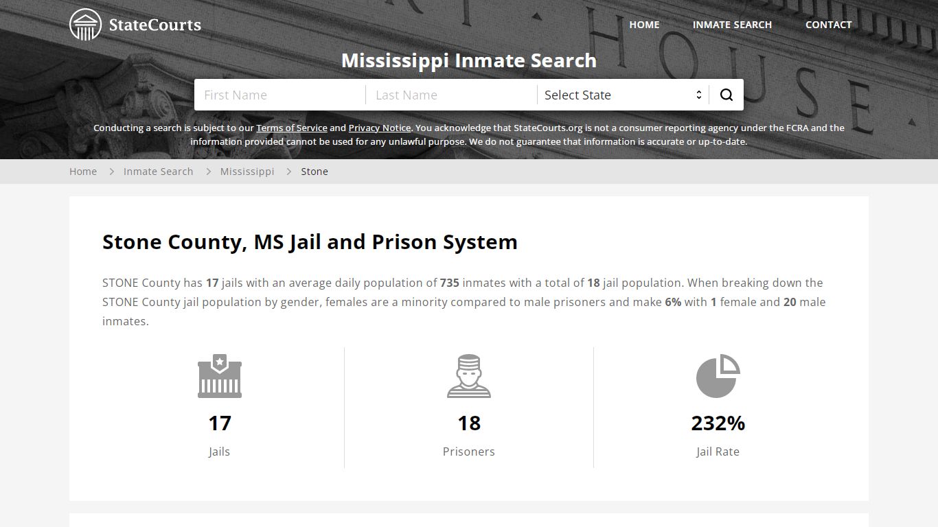 Stone County, MS Inmate Search - StateCourts